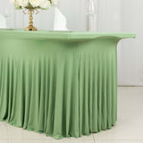 6ft Sage Green Wavy Spandex Fitted Rectangle 1-Piece Tablecloth Table Skirt