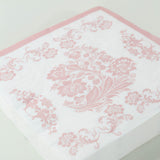 50 Pack 2-Ply Paper Beverage Napkins in White Matte Pink Damask Floral Pattern, Disposable