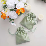 12 Pack | 5x7inch Sage Green Satin Drawstring Wedding Party Favor Gift Bags