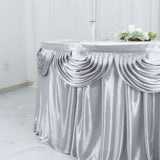 14ft Silver Pleated Satin Double Drape Table Skirt