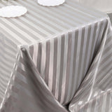 90x132inch Silver Satin Stripe Seamless Rectangular Tablecloth