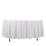 108" White Premium Scuba Round Tablecloth, Wrinkle Free Polyester Tablecloth