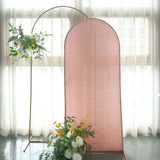 6ft Blush Rose Gold Shimmer Spandex Chiara Backdrop Stand Cover For Fitted Round Top Wedding Arch