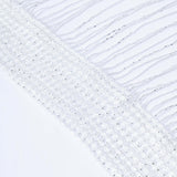 3ftx8ft White/Silver Silk Tassel String Curtains, Decorative Room Divider Panels