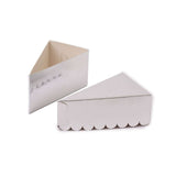 10 Pack | 4inch x 2.5inch Silver Single Slice Triangular Cake Boxes with Scalloped Top