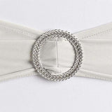 5 pack | 5"x14" Silver Spandex Stretch Chair Sash with Silver Diamond Ring Slide Buckle#whtbkgd