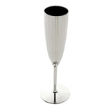 6 Pack | Silver 5oz Plastic Champagne Flutes, Disposable Glasses For Champagne