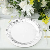 Metallic Silver Geometric Foil Paper Charger Plates, Disposable Serving Trays - 400 GSM