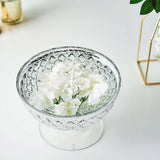 8inch Silver Mercury Glass Compote Vase, Pedestal Bowl Centerpiece