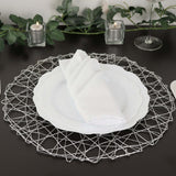 6 Pack | 15inch Silver Metallic String Woven Placemats, Round Table Mats