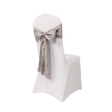 5 Pack Silver Lamour Satin Chair Sashes, Chair Bows - 6x106inch