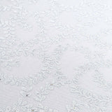 120inch Silver Sequin Leaf Embroidered Seamless Tulle Round Tablecloth, Sheer Table Overlay