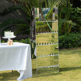 5ft Silver Mirror Finish 5-Tier 40 Champagne Glass Holder Wall Stand, Foam Board Wine Glass Standing