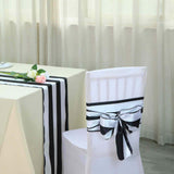 5 Pack | 6" x 108 " | Black & White | Stripe Satin Chair Sashes