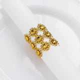 10 Pack Gold Sunflower Diamond Rhinestones Napkin Holders With Velcro, Elegant Wedding Napkin Rings