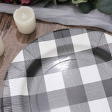 10 Pack | 13inch Black / White Buffalo Plaid Disposable Charger Plates