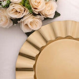 6 Pack 13inch Round Gold Acrylic Plastic Dinner Plate Chargers With Wavy Scalloped Rim