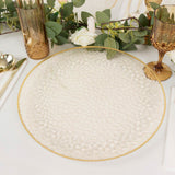 10 Pack Glitter Gold Clear Hammered Plastic Charger Plates, Round Disposable Serving Plates