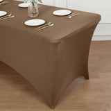 6ft Taupe Spandex Stretch Fitted Rectangular Tablecloth