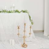 20inch Gold Metal 3-Arm Taper Candle Stick Candelabra, Candle Holder Stand Wedding Centerpiece