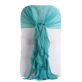 1 Set Turquoise Chiffon Hoods With Ruffles Willow Chiffon Chair Sashes
