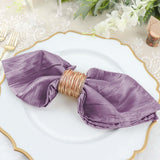 5 Pack | Violet Amethyst Accordion Crinkle Taffeta Dinner Napkins | 20x20Inch