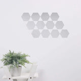 12 Pack | 7Inch Hexagon Mirror Wall Stickers, Acrylic Removable Wall Decals For Home Decor