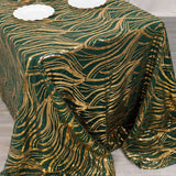 90x156inch Hunter Emerald Green Gold Wave Mesh Rectangular Tablecloth With Embroidered Sequins