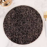 6 Pack Black Glitter Acrylic Charger Plates with Gold Abstract Lines Pattern