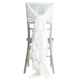 1 Set White Chiffon Hoods With Ruffles Willow Chiffon Chair Sashes