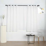 2 Pack | Handmade White Faux Linen Curtains 52x64inch Curtain Panels With Chrome Grommets