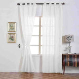 2 Pack | Handmade White Faux Linen Curtains 52x96inch Curtain Panels With Chrome Grommets