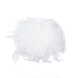 39" White Real Turkey Feather Fringe Trims With Satin Ribbon Tape#whtbkgd