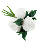 5 Flower Head White Peony Bouquet | Artificial Silk Peonies Spray