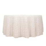 120inch White Fringe Shag Polyester Round Tablecloth