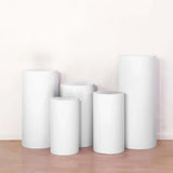 Set of 5 White Cylinder Stretch Fitted Pedestal Pillar Prop Covers