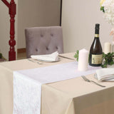 12" x 108" | White | Premium Velvet Table Runner