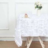 54" White 3D Leaf Petal Taffeta Fabric Square Tablecloth