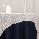 White Fringe Shag Square Polyester Table Overlay