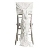 1 Set Ivory Chiffon Hoods With Ruffles Willow Chiffon Chair Sashes