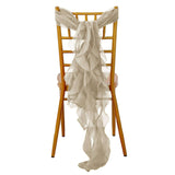 Beige Chiffon Curly Chair Sash