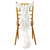 Ivory Chiffon Curly Chair Sash