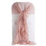 1 Set Dusty Rose Chiffon Hoods With Ruffles Willow Chiffon Chair Sashes