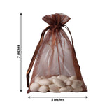 10 Pack | 5x7inch Chocolate Organza Drawstring Wedding Party Favor Gift Bags