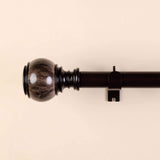 42-126inch Adjustable Curtain Rod Set, Chocolate Brown, Marble Finials