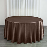 120 inch Chocolate Satin Round Tablecloth