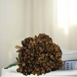 4 Bushes | Chocolate Artificial Silk Chrysanthemums | 56 Faux Flowers