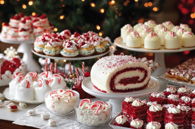 christmas buffet decor- dessert table