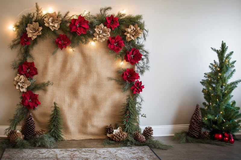 christmas flower backdrop - rustic