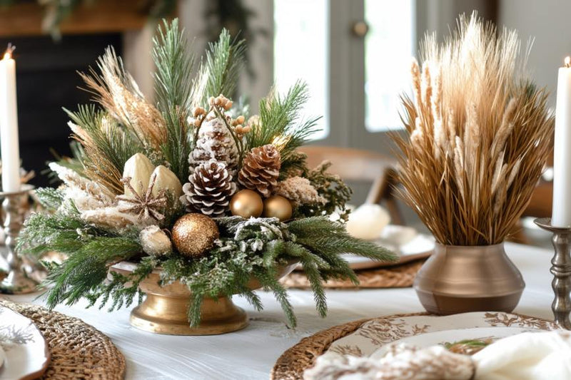 christmas table centerpiece- boho